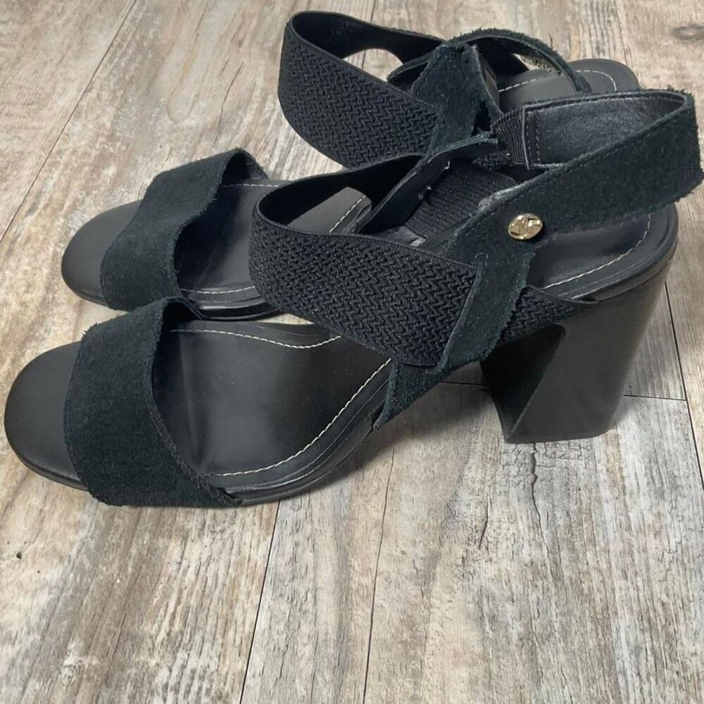 Bottero Heels Women's 10 Black Sandals Summer Strappy Block Heel